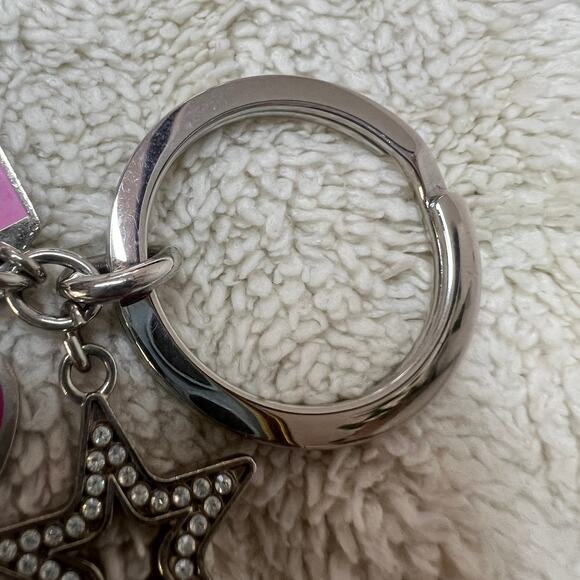 Coach Heart & Star Charm Keychain Silver Pink Rhinestone Bag Charm - Picture 5 of 8
